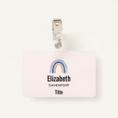 Blue and Peach Rainbow Boho Design Ausweis (Rückseite mit Klammer)