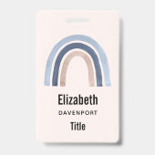 Blue and Peach Rainbow Boho Design Ausweis (Rückseite)