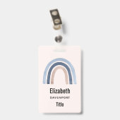 Blue and Peach Rainbow Boho Design Ausweis (Rückseite mit Clip)