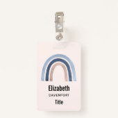Blue and Peach Rainbow Boho Design Ausweis (Rückseite mit Klammer)