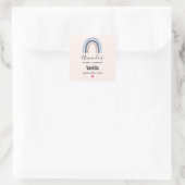 Blue and Peach Rainbow Boho Design Candle Business Quadratischer Aufkleber (Tasche)