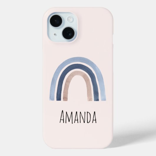 Blue and Peach Rainbow Boho Design Case-Mate iPhone Hülle (Rückseite)