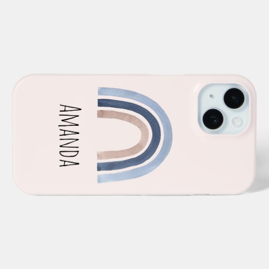 Blue and Peach Rainbow Boho Design Case-Mate iPhone Hülle (Rückseite (Horizontal))