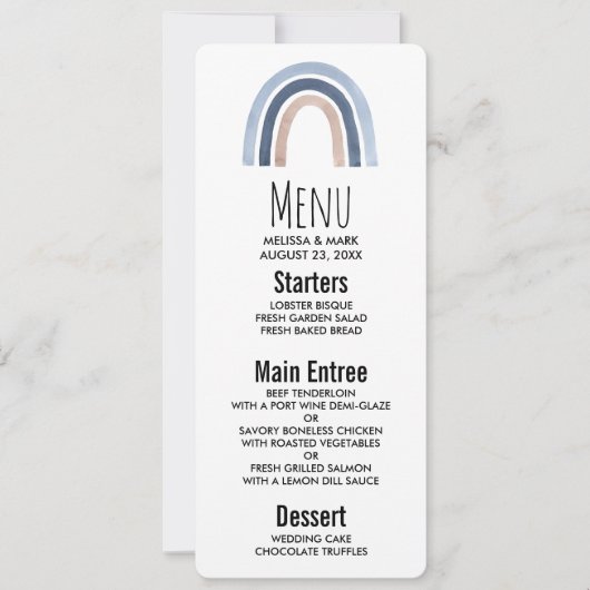 Blue and Peach Rainbow Boho Design Einladung (Vorderseite)