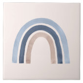 Blue and Peach Rainbow Boho Design Fliese (Vorderseite)