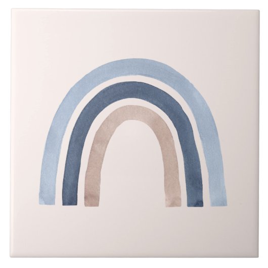 Blue and Peach Rainbow Boho Design Fliese (Vorderseite)