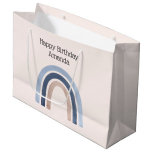 Blue and Peach Rainbow Boho Design Geburtstag Große Geschenktüte