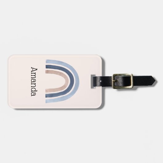 Blue and Peach Rainbow Boho Design Gepäckanhänger (Vorderseite horizontal)