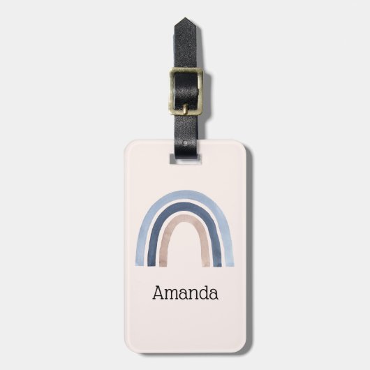 Blue and Peach Rainbow Boho Design Gepäckanhänger (Vorderseite vertikal)