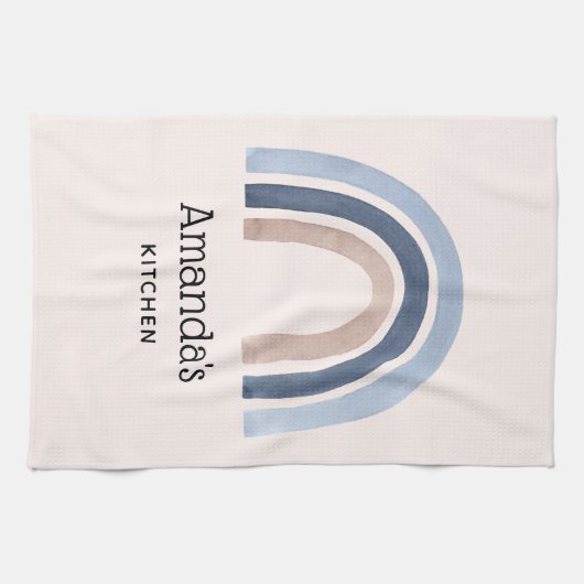 Blue and Peach Rainbow Boho Design Geschirrtuch (Horizontal)