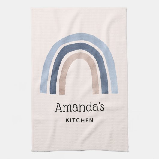 Blue and Peach Rainbow Boho Design Geschirrtuch (Vertikal)