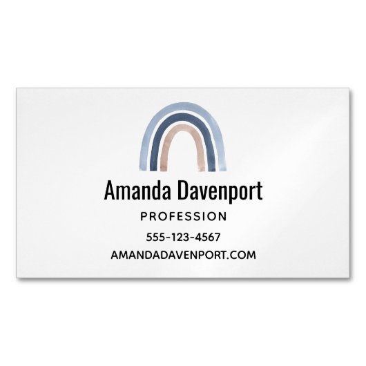 Blue and Peach Rainbow Boho Design Magnetische Visitenkarte (Vorderseite)