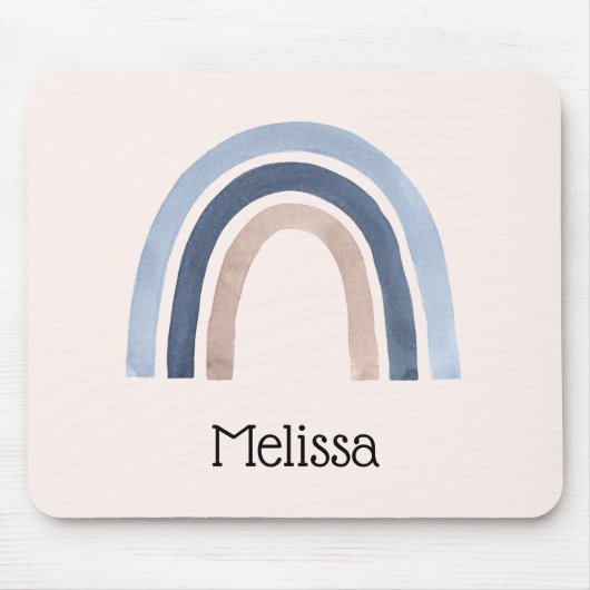 Blue and Peach Rainbow Boho Design Mousepad (Vorne)