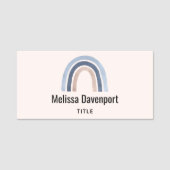 Blue and Peach Rainbow Boho Design Namensschild (Vorderseite)