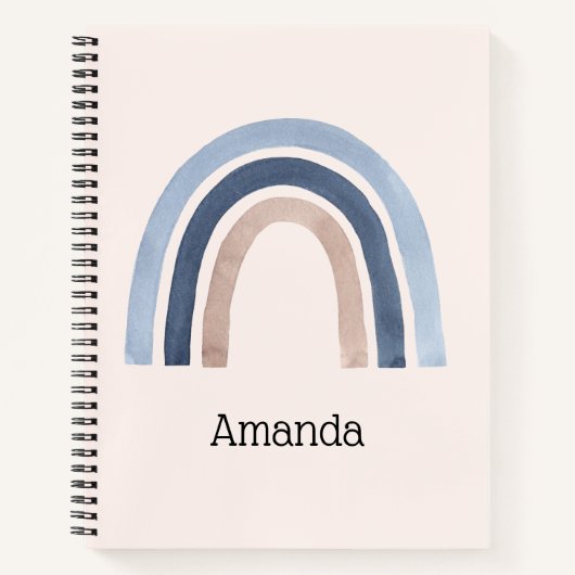 Blue and Peach Rainbow Boho Design Notizblock (Vorderseite)