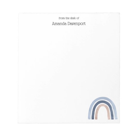 Blue and Peach Rainbow Boho Design Notizblock (Vorderseite)