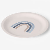 Blue and Peach Rainbow Boho Design Pappteller (Schrägansicht)