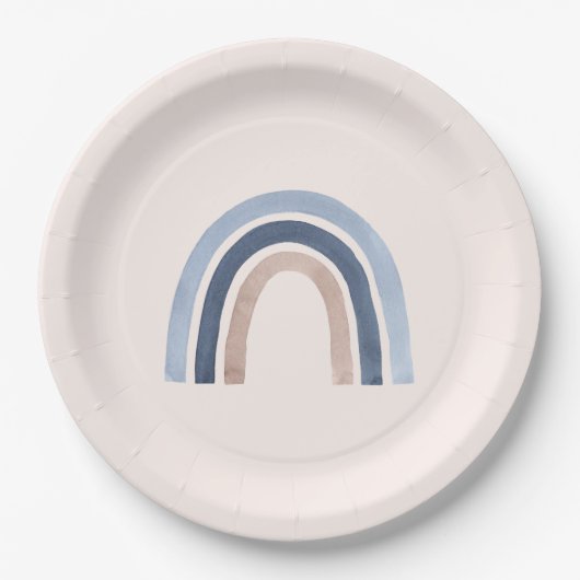 Blue and Peach Rainbow Boho Design Pappteller (Vorderseite)