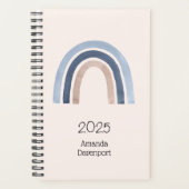 Blue and Peach Rainbow Boho Design Planer (Vorderseite)