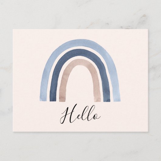 Blue and Peach Rainbow Boho Design Postkarte (Vorderseite)