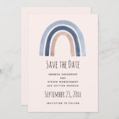 Blue and Peach Rainbow Boho Design Save The Date (Vorne/Hinten)