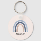 Blue and Peach Rainbow Boho Design Schlüsselanhänger (Vorderseite)