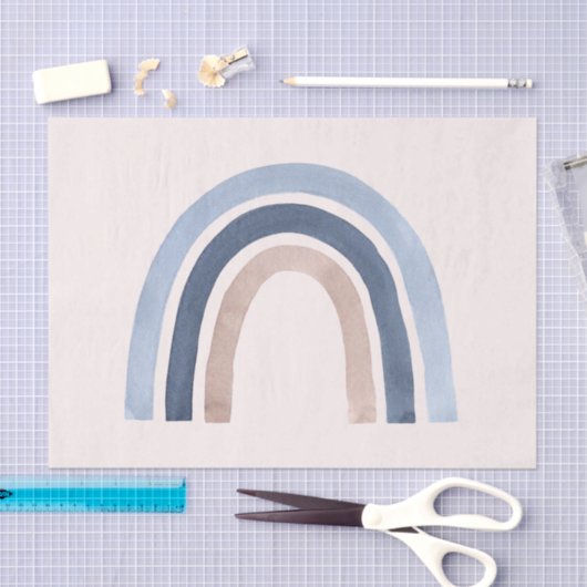 Blue and Peach Rainbow Boho Design Seidenpapier (Handwerk)