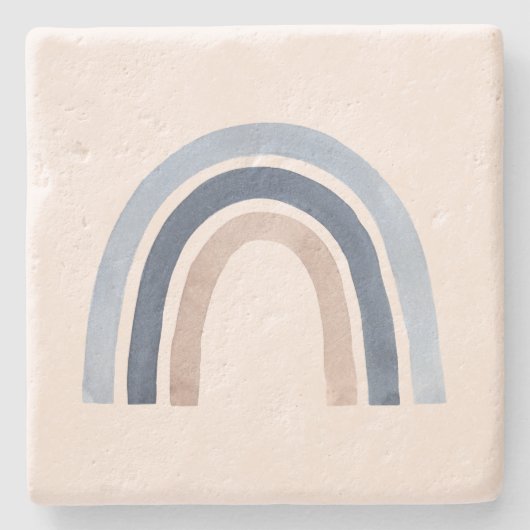 Blue and Peach Rainbow Boho Design Steinuntersetzer (Vorderseite)
