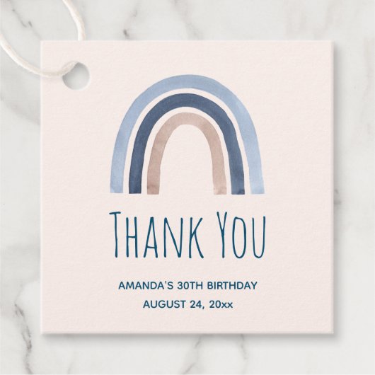 Blue and Peach Rainbow Boho Design Vielen Dank Geschenkanhänger (Vorderseite)