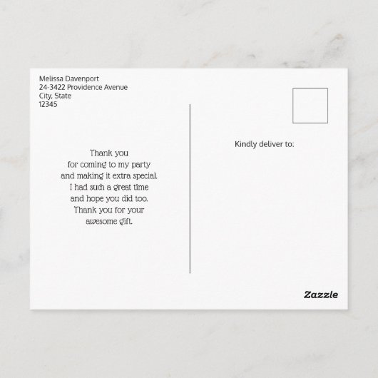 Blue and Peach Rainbow Boho Design Vielen Dank Postkarte (Rückseite)