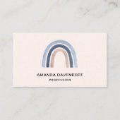 Blue and Peach Rainbow Boho Design Visitenkarte (Vorderseite)