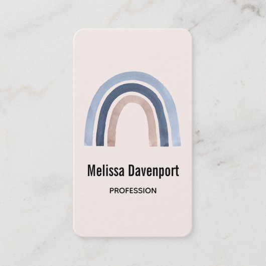 Blue and Peach Rainbow Boho Design Visitenkarte (Vorderseite)