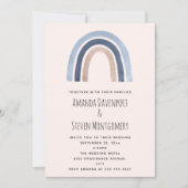 Blue and Peach Rainbow Boho Design Wedding Einladung (Vorderseite)