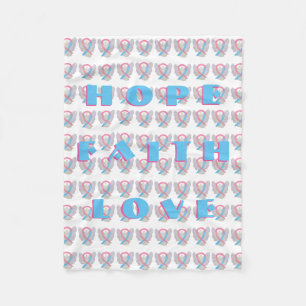 Blue and Pink Awareness Ribbon Angel Chemo Blanket Fleecedecke