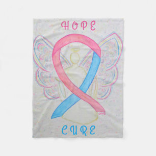 Blue and Pink Awareness Ribbon Angel Cosy Blanket Fleecedecke