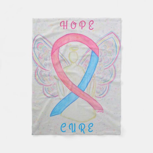 Blue and Pink Awareness Ribbon Angel Cosy Blanket Fleecedecke (Vorderseite)