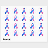 Blue and Pink Awareness Ribbon Round Sticker (Blatt)