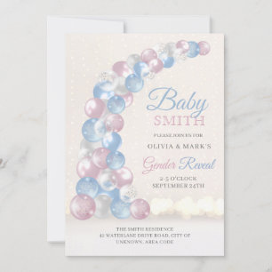 Blue and Pink Balloon Arch Baby Gender Reveal Einladung