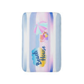 Blue and Pink Beach House Bath Mat Badematte (Vorderseite Vertikal)