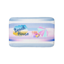 Blue and Pink Beach House Bath Mat Badematte