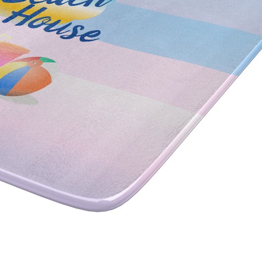 Blue and Pink Beach House Chopping Board Schneidebrett (Ecke)