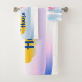 Blue and Pink Beach House Handtuch Set 2 (Insitu)