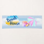 Blue and Pink Beach House Mat Yogamatte (Rückseite (Horizontal))