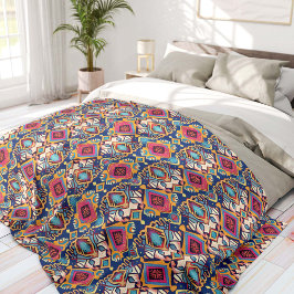 Blue and Pink Bohemian Tribal Fleecedecke