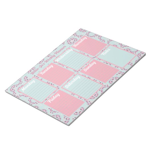 Blue and Pink Boho Weekekly Planner Notepad Notizblock (angewinkelt)