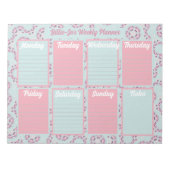 Blue and Pink Boho Weekekly Planner Notepad Notizblock (Vorderseite)