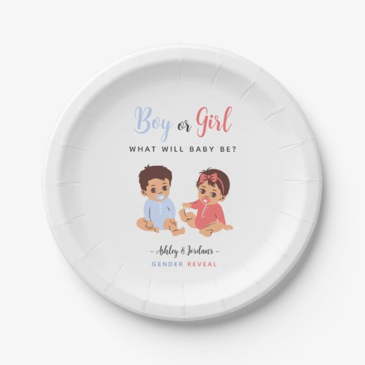 Blue and Pink Boy or Girl Baby Gender Reveal Pappteller (Vorderseite)