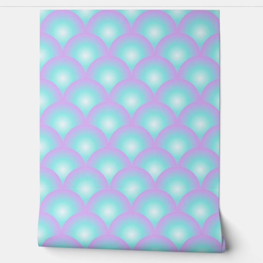Blue and Pink Bubble Scallop Wallpaper Tapete (Abrollen)