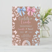 Blue and Pink Coquette Talavera Cielito Lindo Einladung (Stehend Vorderseite)