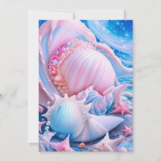 Blue and Pink Fantasy Beach Feiertagskarte (Vorderseite)